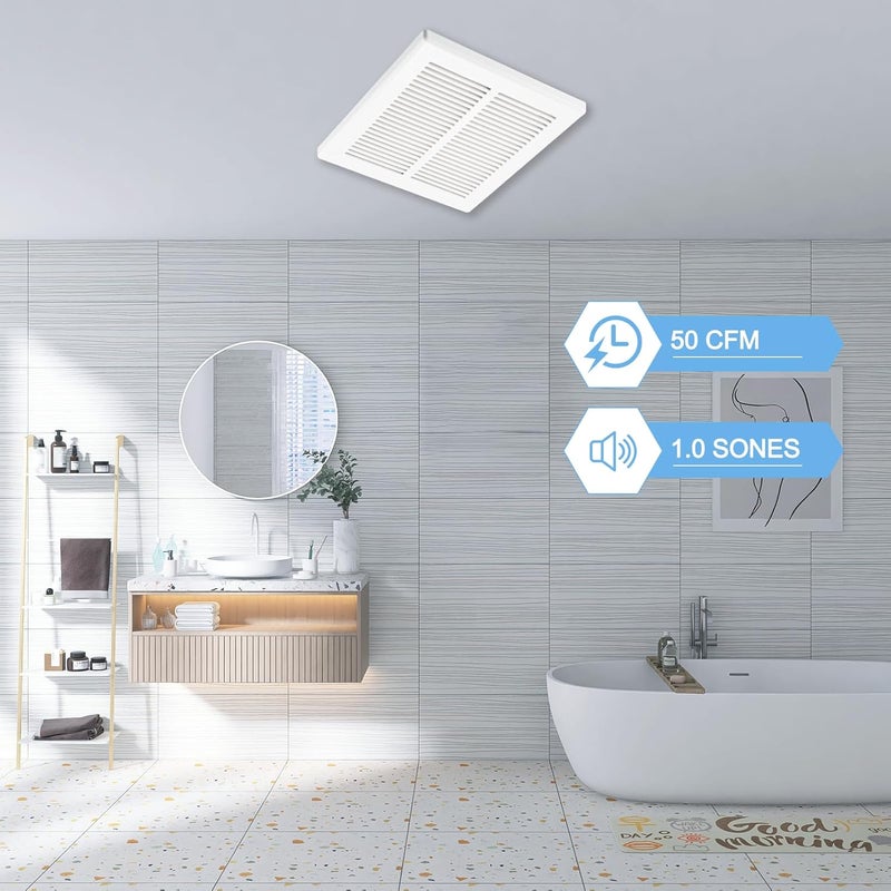 VENTECHLATION Bathroom Exhaust Fan, 50 CFM,1.0 Sone DC Motor,Quiet Bathroom Fan with No Attic access Needed Installation, Ceiling Mounted,Energy Star Certified Ventilation Fan, 3inch Duct,White - Image 2